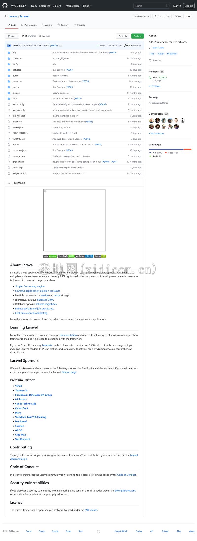 Laravel Web应用程序框架 v8.6.0